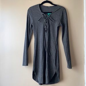 Short grey long sleeve dress